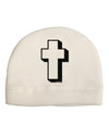 Simple Cross Design Black Adult Fleece Beanie Cap Hat by TooLoud-Beanie-TooLoud-White-One-Size-Fits-Most-Davson Sales