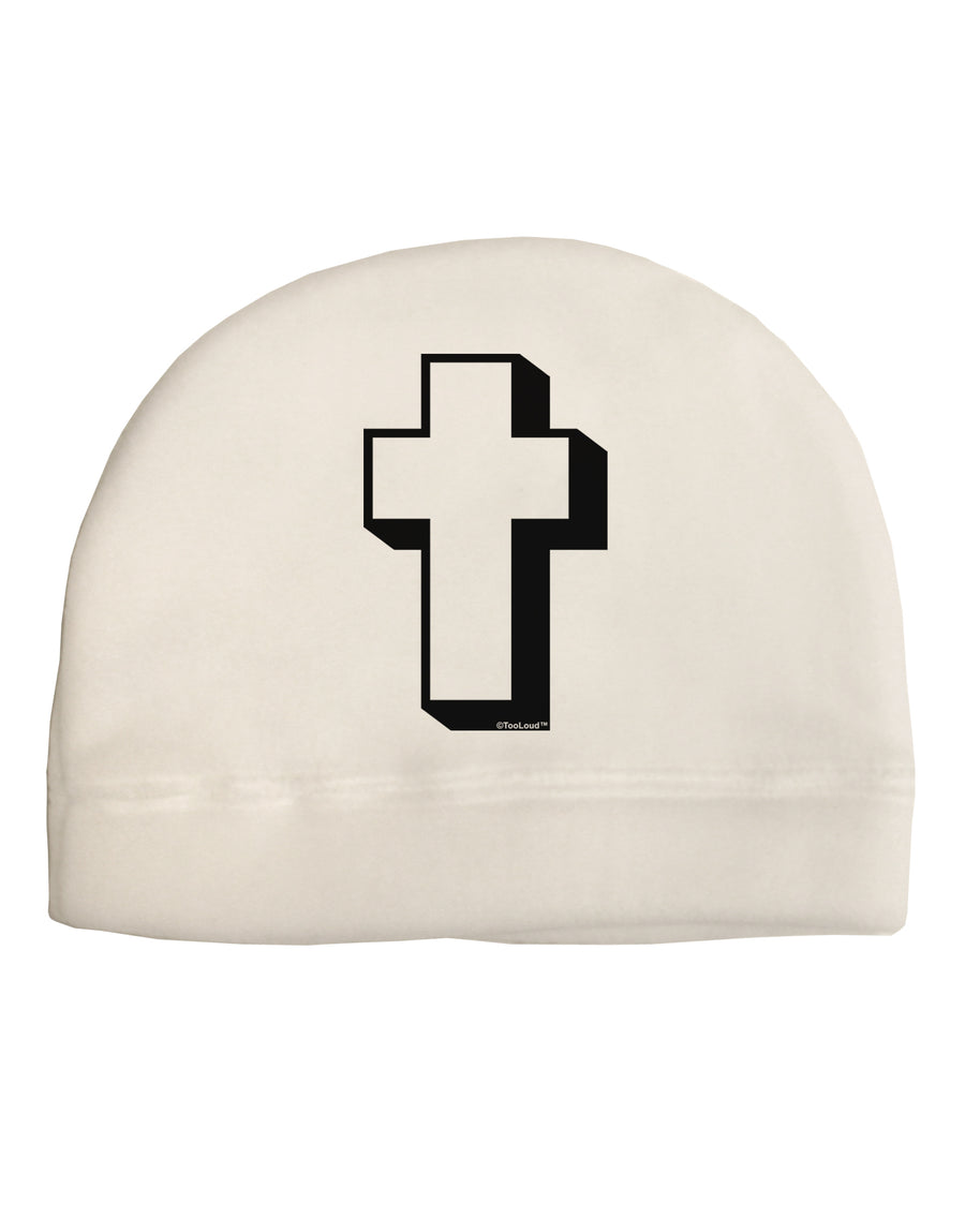 Simple Cross Design Black Adult Fleece Beanie Cap Hat by TooLoud-Beanie-TooLoud-White-One-Size-Fits-Most-Davson Sales