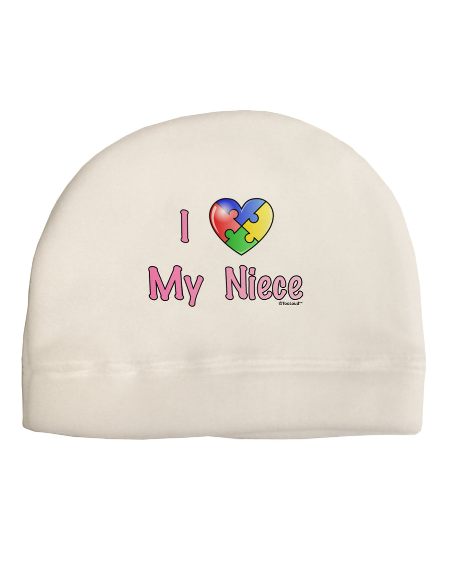 I Heart My Niece - Autism Awareness Adult Fleece Beanie Cap Hat by TooLoud-Beanie-TooLoud-White-One-Size-Fits-Most-Davson Sales