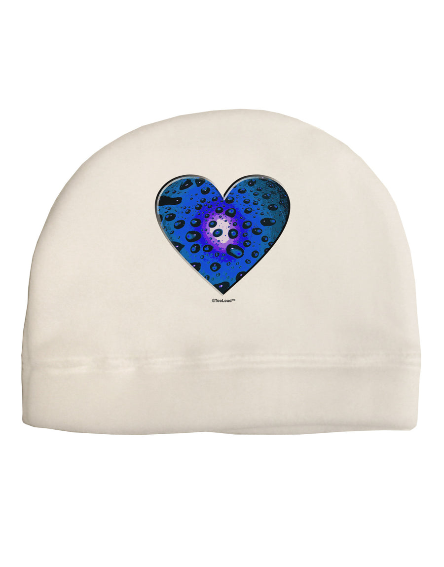 Water Droplet Heart Blue Adult Fleece Beanie Cap Hat by TooLoud-Beanie-TooLoud-White-One-Size-Fits-Most-Davson Sales