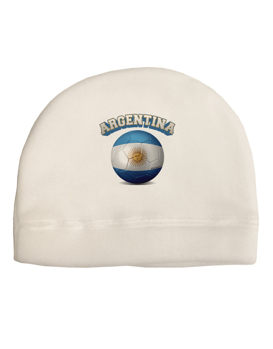 Soccer Ball Flag - Argentina Adult Fleece Beanie Cap Hat-Beanie-TooLoud-White-One-Size-Fits-Most-Davson Sales