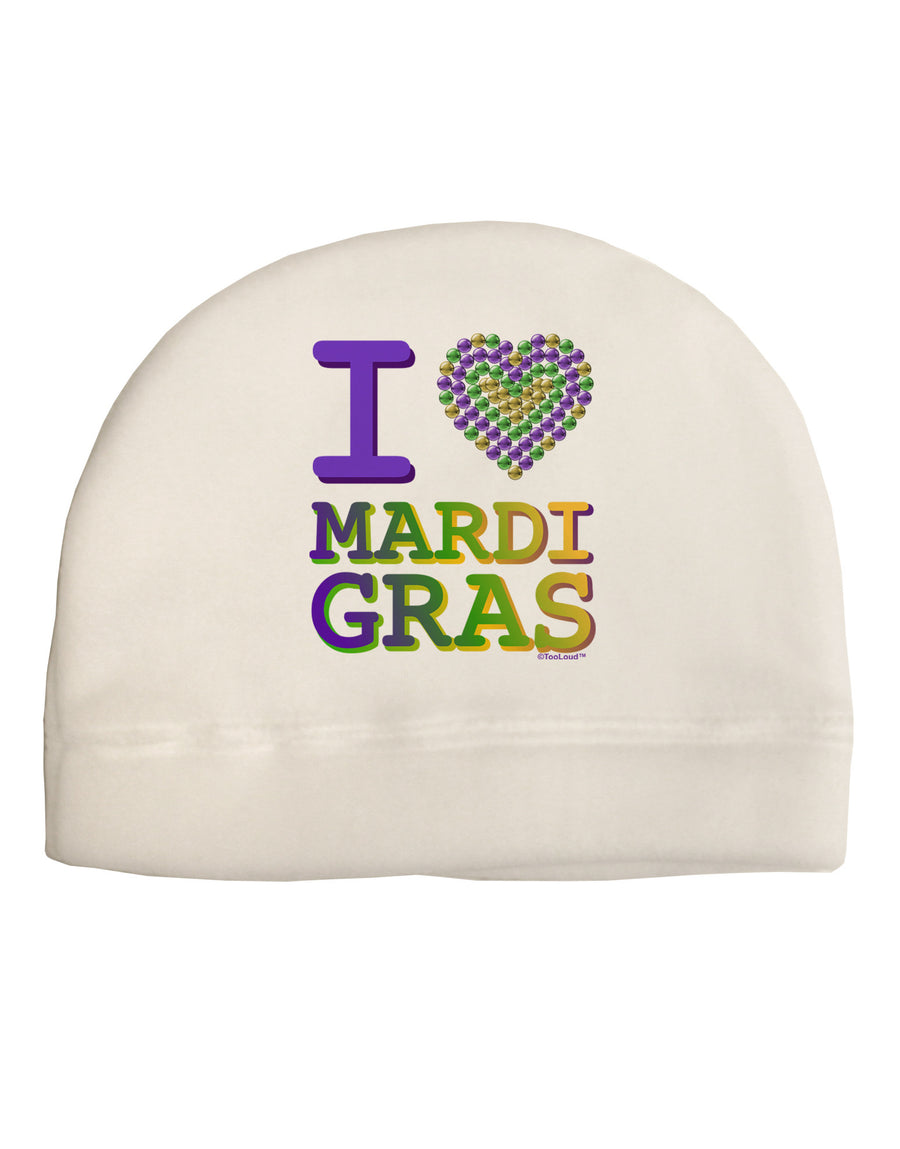 I Love Heart Mardi Gras Adult Fleece Beanie Cap Hat-Beanie-TooLoud-White-One-Size-Fits-Most-Davson Sales