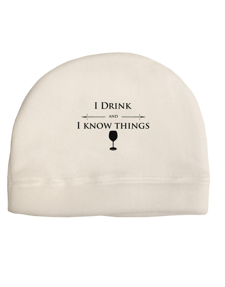 I Drink and I Know Things funny Adult Fleece Beanie Cap Hat by TooLoud-Beanie-TooLoud-White-One-Size-Fits-Most-Davson Sales