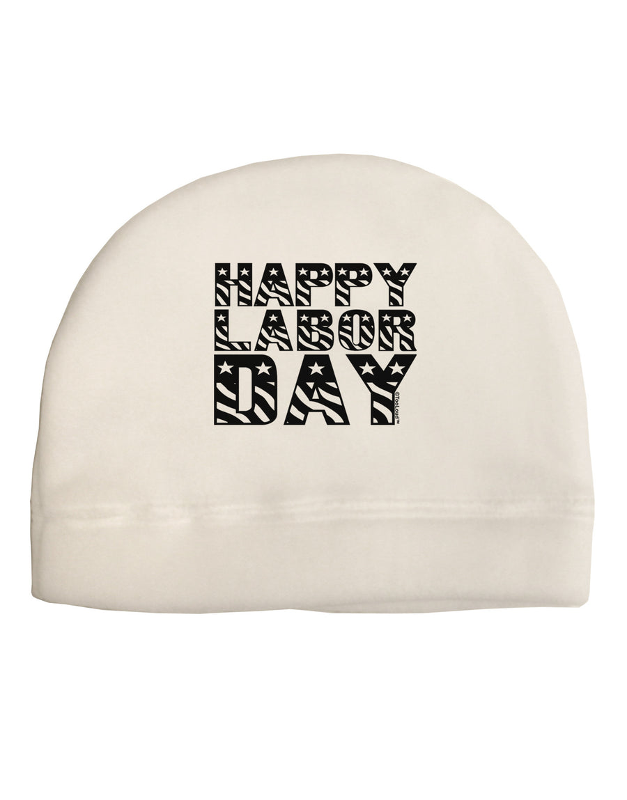 Happy Labor Day Text Adult Fleece Beanie Cap Hat-Beanie-TooLoud-White-One-Size-Fits-Most-Davson Sales
