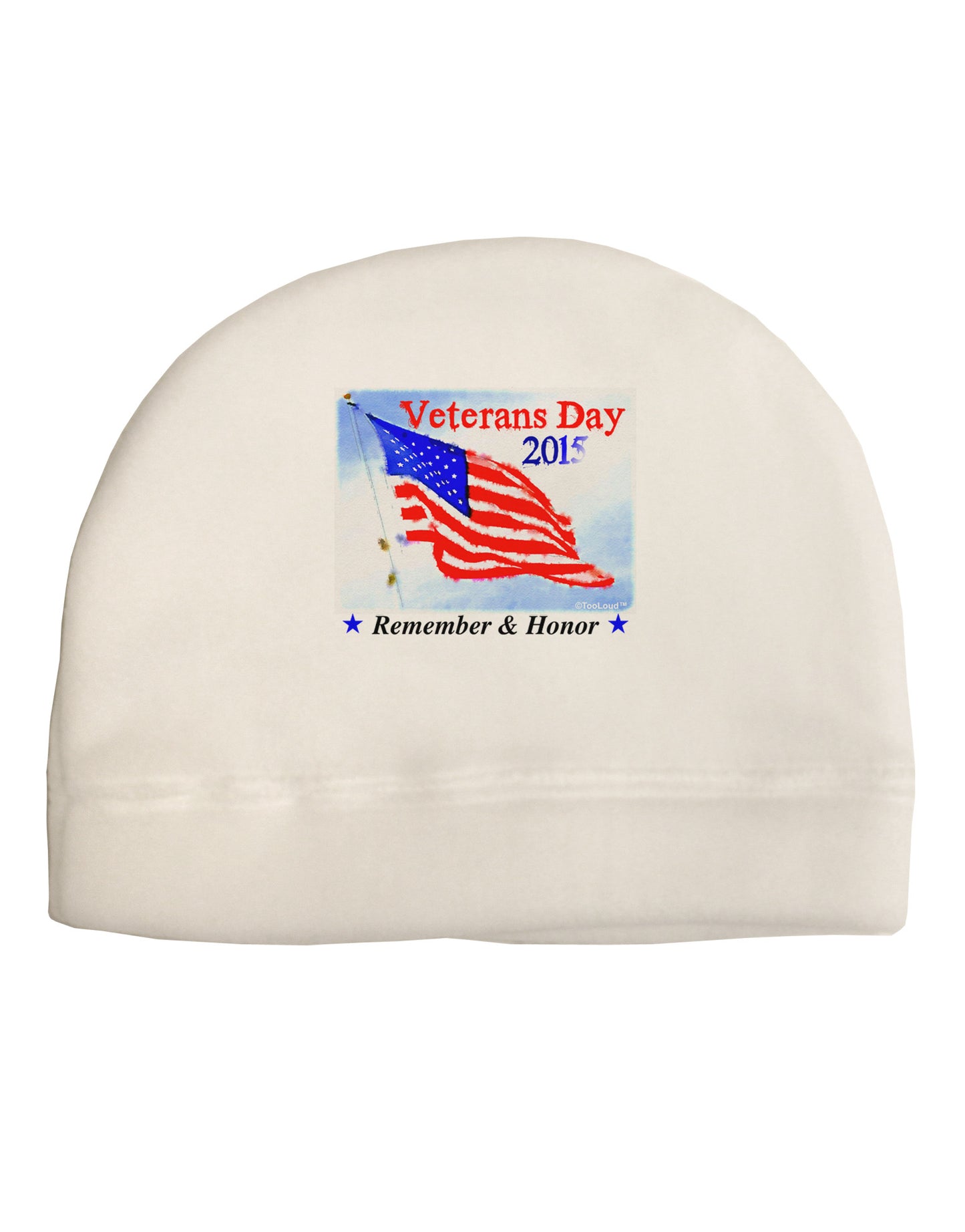 Veterans Day 2015 WaterColor Adult Fleece Beanie Cap Hat-Beanie-TooLoud-White-One-Size-Fits-Most-Davson Sales