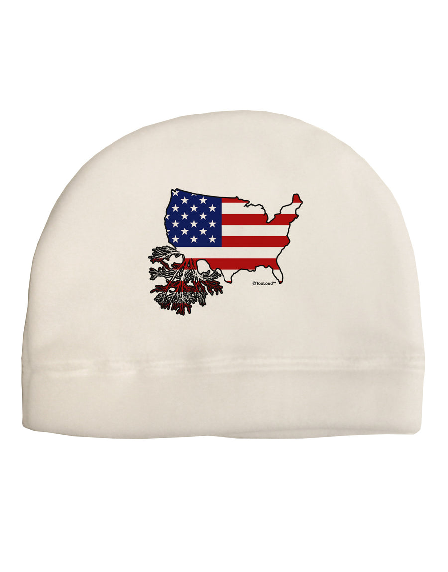 American Roots Design - American Flag Child Fleece Beanie Cap Hat by TooLoud-Beanie-TooLoud-White-One-Size-Fits-Most-Davson Sales