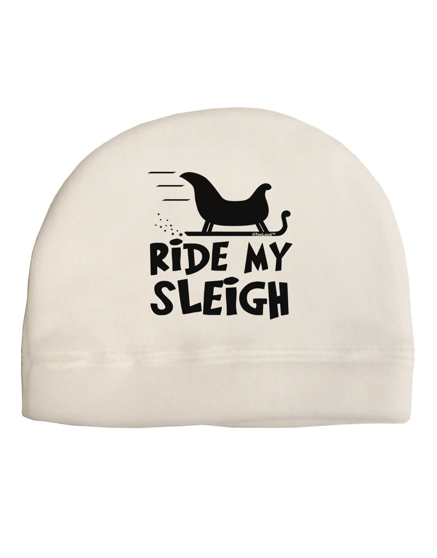 Ride My Sleigh BnW Adult Fleece Beanie Cap Hat-Beanie-TooLoud-White-One-Size-Fits-Most-Davson Sales