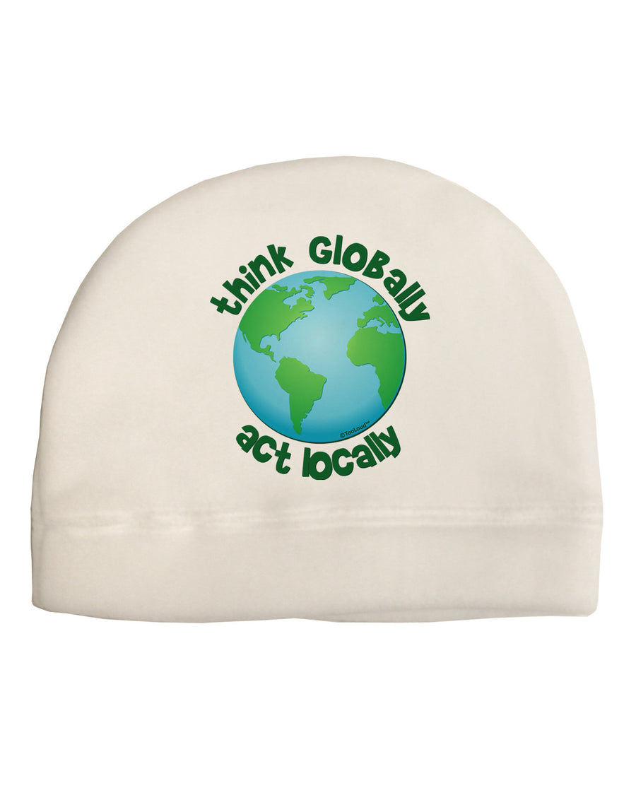 Think Globally Act Locally - Globe Child Fleece Beanie Cap Hat-Beanie-TooLoud-White-One-Size-Fits-Most-Davson Sales