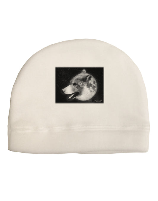 White Wolf Moon Adult Fleece Beanie Cap Hat-Beanie-TooLoud-White-One-Size-Fits-Most-Davson Sales
