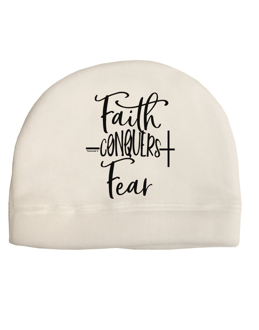 Faith Conquers Fear Adult Fleece Beanie Cap Hat-Beanie-TooLoud-White-One-Size-Fits-Most-Davson Sales