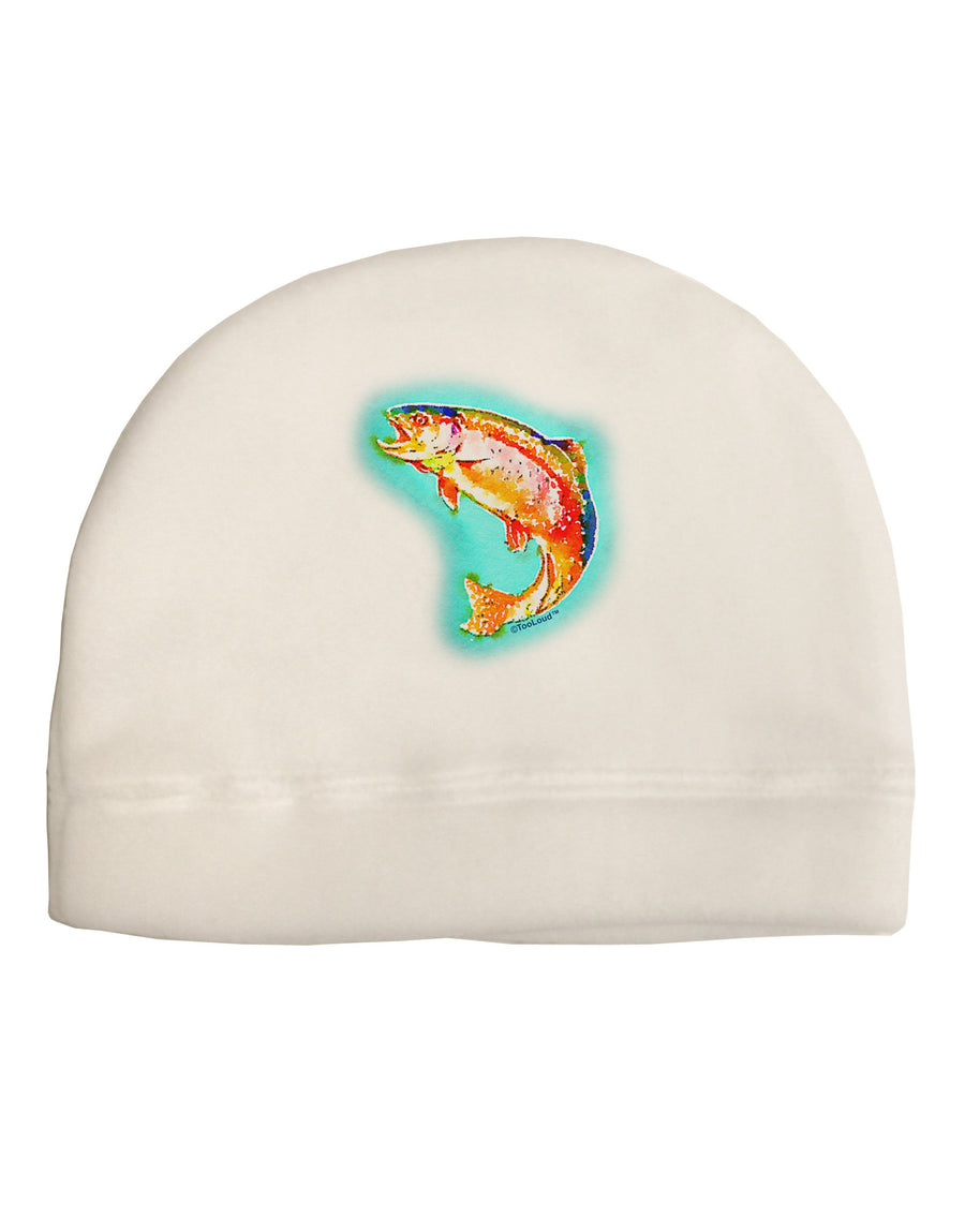 Rainbow Trout WaterColor Adult Fleece Beanie Cap Hat-Beanie-TooLoud-White-One-Size-Fits-Most-Davson Sales