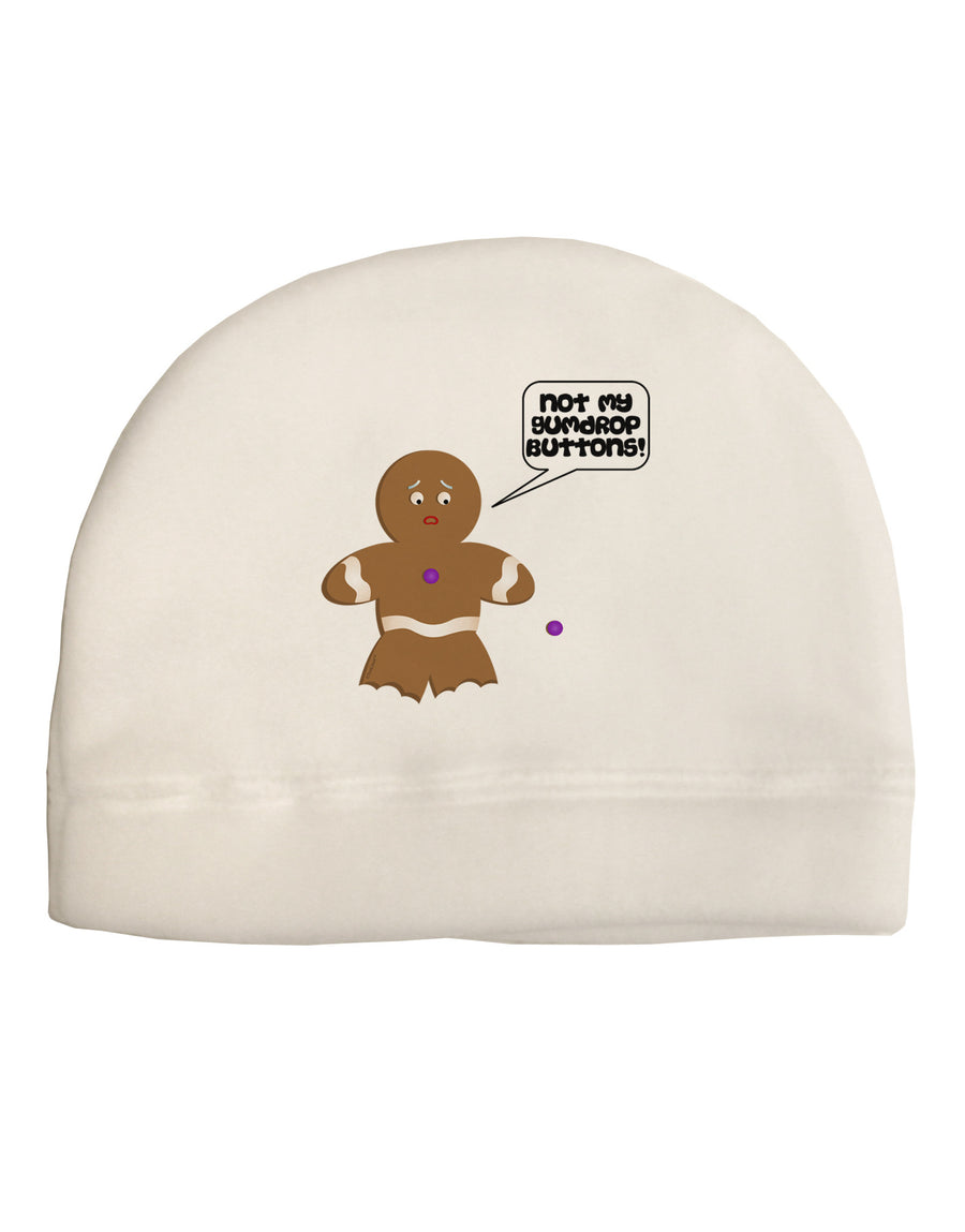 Not My Gumdrop Buttons Gingerbread Man Christmas Child Fleece Beanie Cap Hat-Beanie-TooLoud-White-One-Size-Fits-Most-Davson Sales