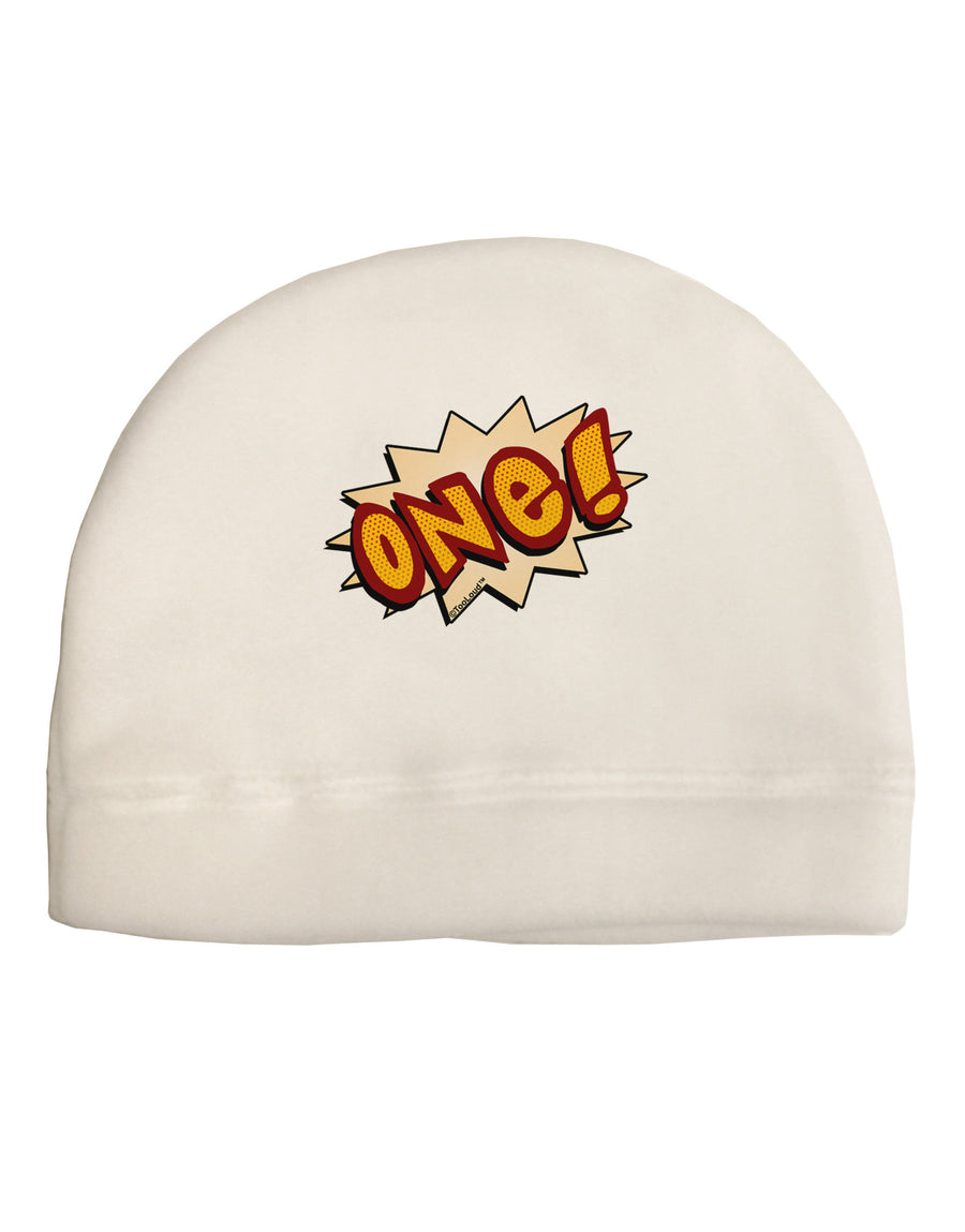 Onomatopoeia One Birthday Child Fleece Beanie Cap Hat-Beanie-TooLoud-White-One-Size-Fits-Most-Davson Sales