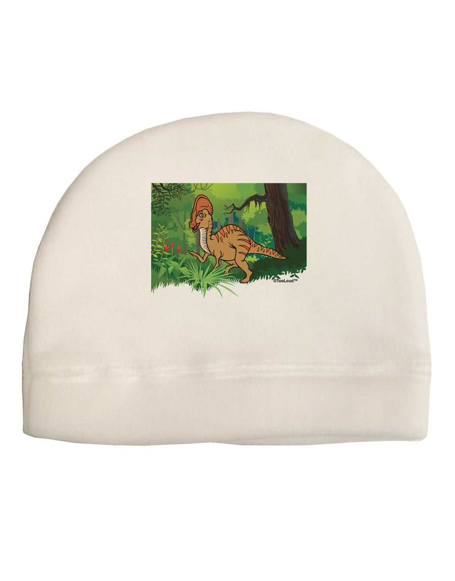 Parasaurolophus Walkeri - Without Name Adult Fleece Beanie Cap Hat-Beanie-TooLoud-White-One-Size-Fits-Most-Davson Sales