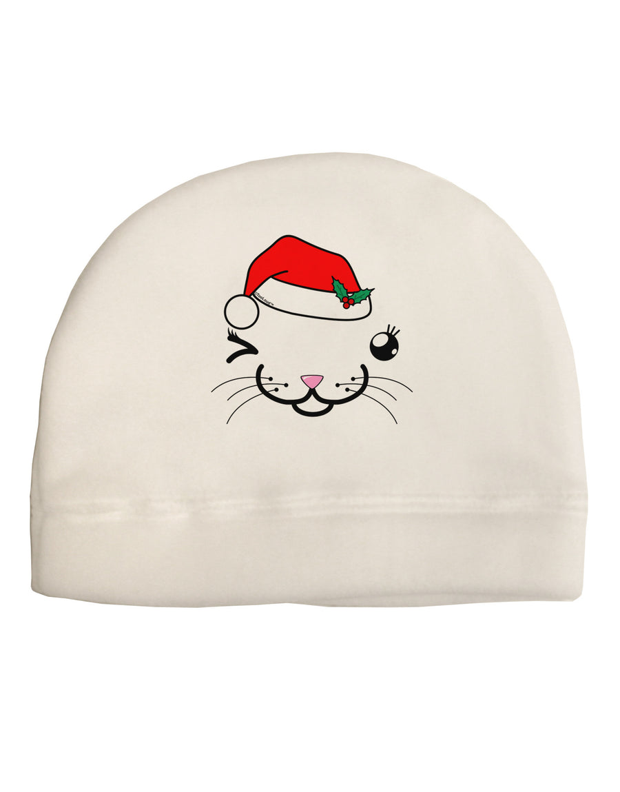 Kyu-T Face Kattia Santa Hat Girl Cat Adult Fleece Beanie Cap Hat-Beanie-TooLoud-White-One-Size-Fits-Most-Davson Sales