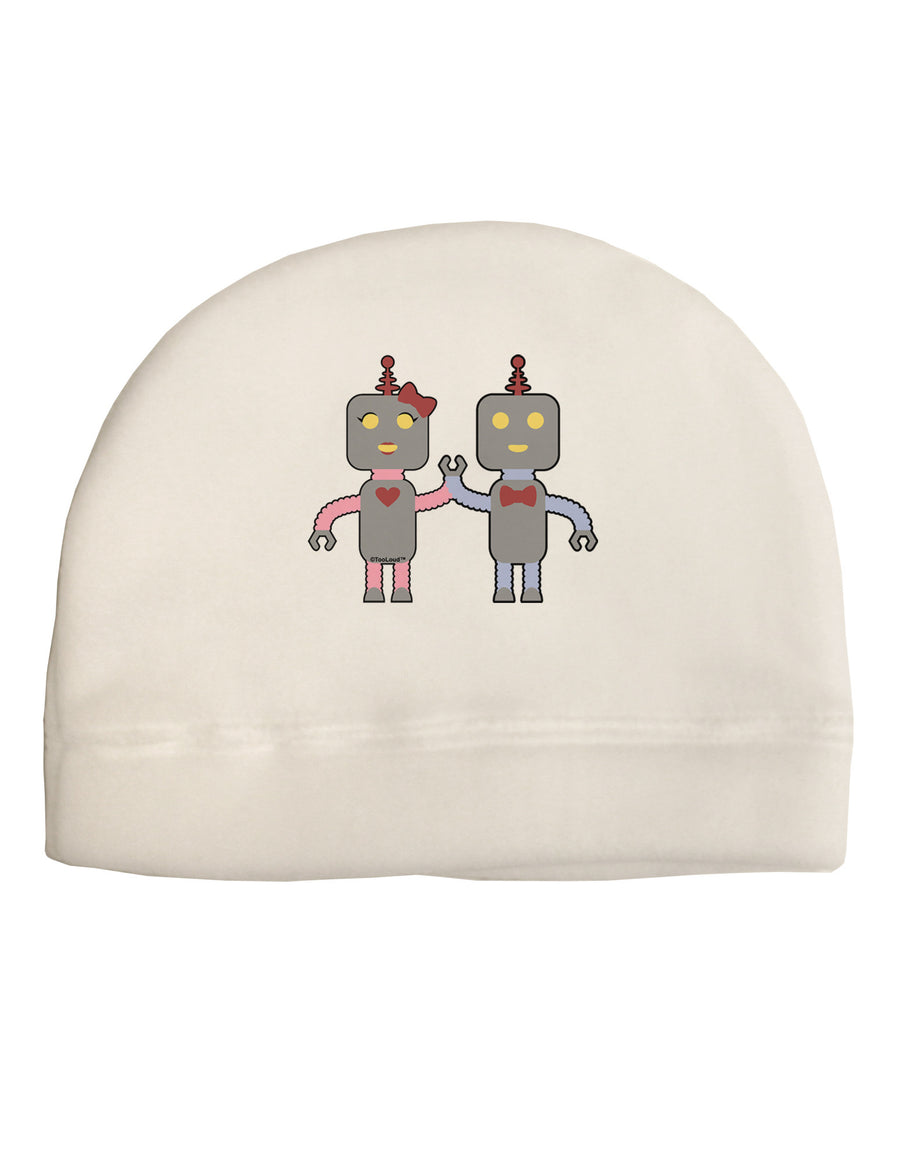 Cute Robot Love Adult Fleece Beanie Cap Hat-Beanie-TooLoud-White-One-Size-Fits-Most-Davson Sales