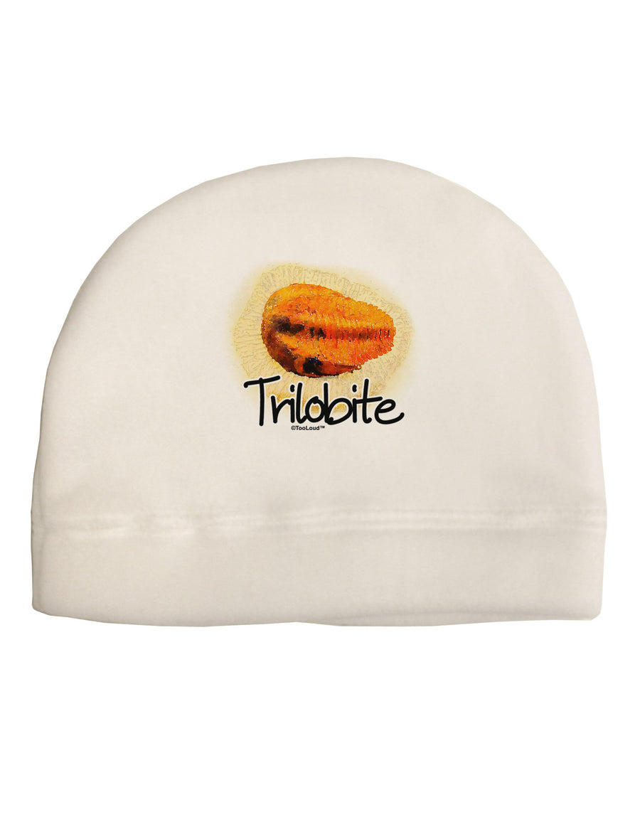 Trilobite Fossil Watercolor Text Adult Fleece Beanie Cap Hat-Beanie-TooLoud-White-One-Size-Fits-Most-Davson Sales