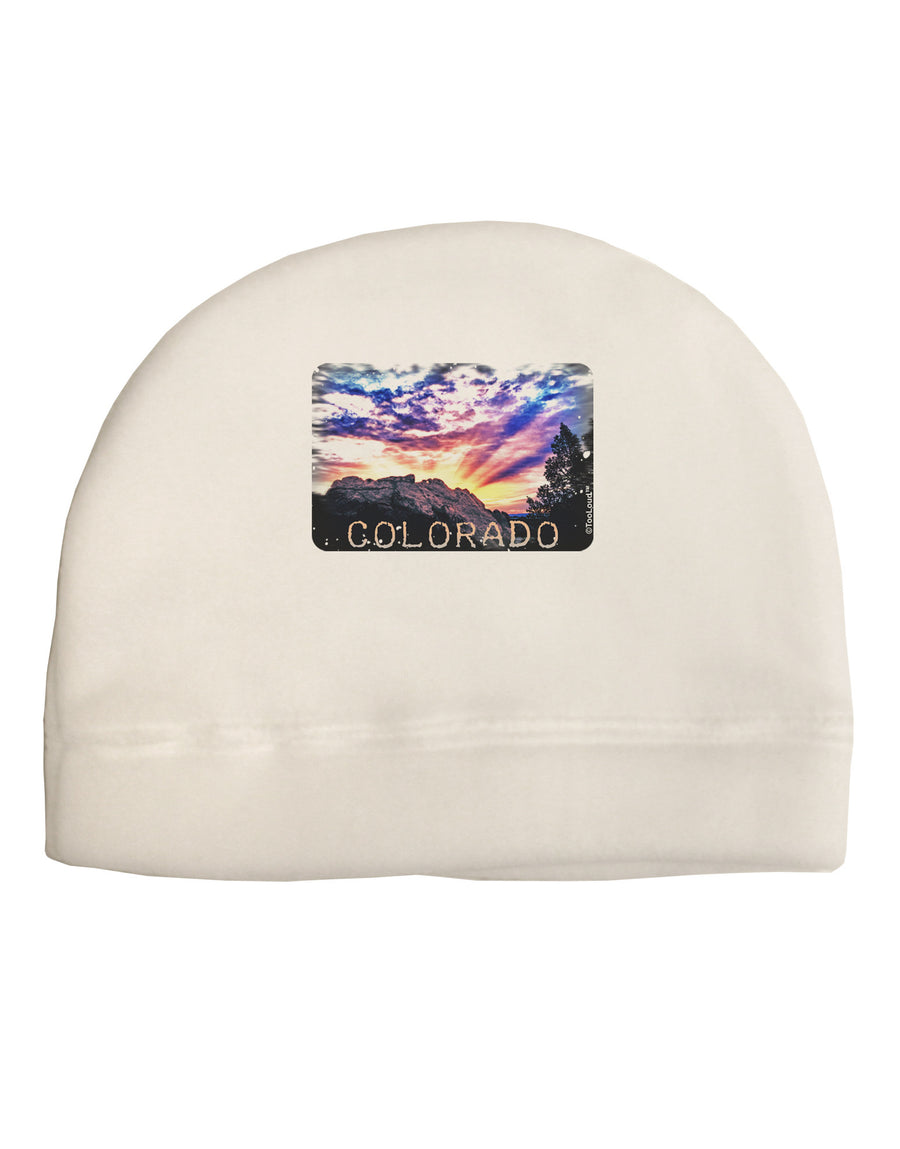 Colorado Rainbow Sunset Text Adult Fleece Beanie Cap Hat-Beanie-TooLoud-White-One-Size-Fits-Most-Davson Sales