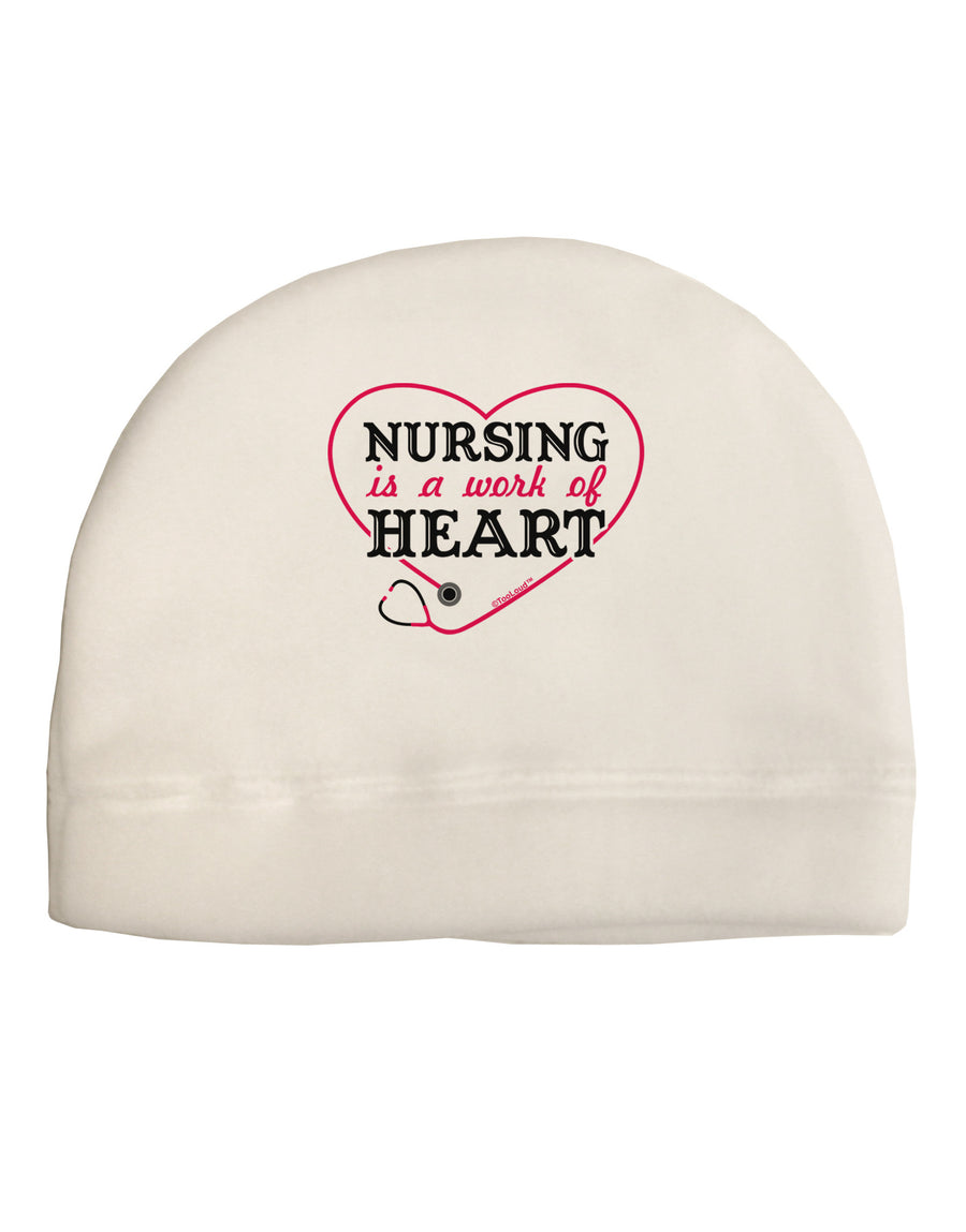 Nursing Is A Work Of Heart Adult Fleece Beanie Cap Hat-Beanie-TooLoud-White-One-Size-Fits-Most-Davson Sales