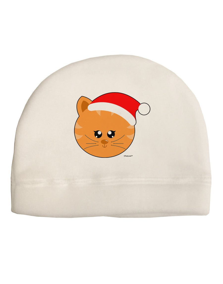 Cute Christmas Cat Santa Hat Adult Fleece Beanie Cap Hat-Beanie-TooLoud-White-One-Size-Fits-Most-Davson Sales