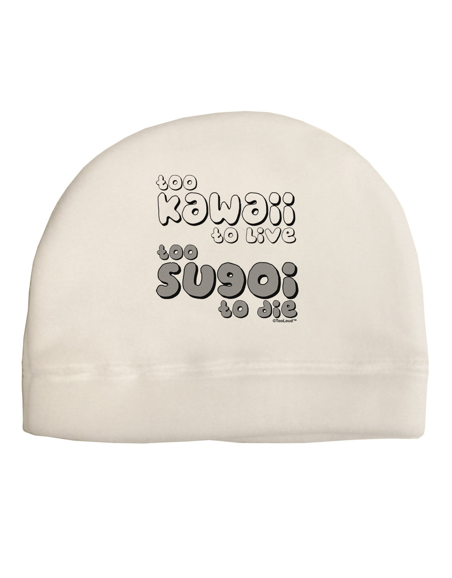 Too Kawaii to Live - B&W Adult Fleece Beanie Cap Hat by TooLoud-Beanie-TooLoud-White-One-Size-Fits-Most-Davson Sales