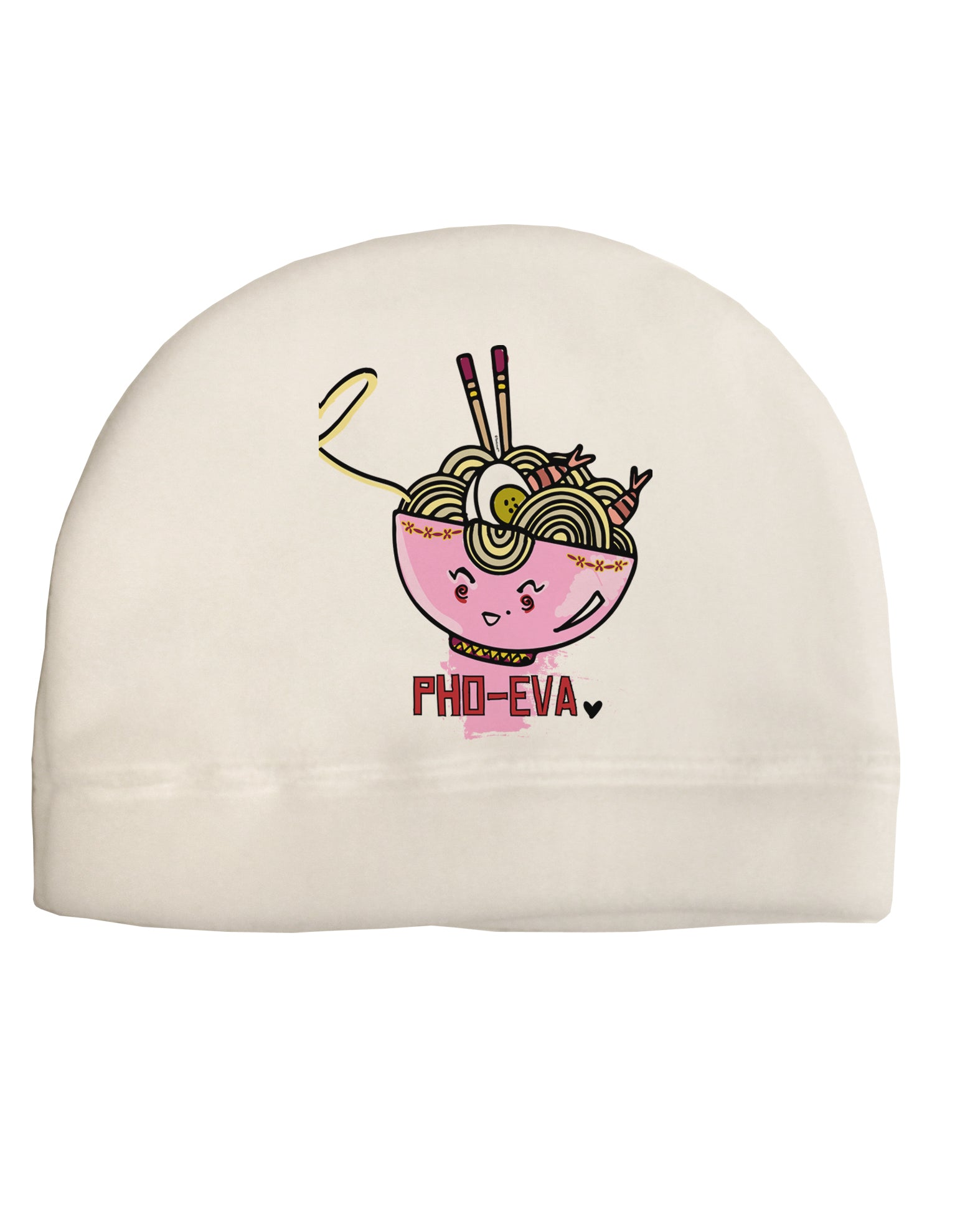 TooLoud Matching Pho Eva Pink Pho Bowl Adult Fleece Beanie Cap Hat-Beanie-TooLoud-White-One-Size-Fits-Most-Davson Sales
