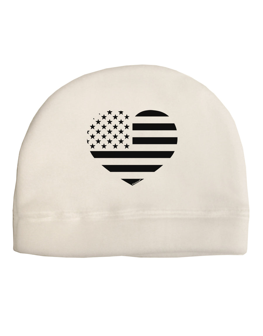American Flag Heart Design - Stamp Style Adult Fleece Beanie Cap Hat by TooLoud-Beanie-TooLoud-White-One-Size-Fits-Most-Davson Sales