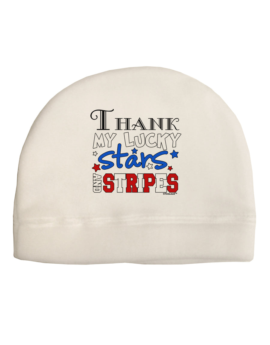 Thank My Lucky Stars and Stripes Color Adult Fleece Beanie Cap Hat by TooLoud-Beanie-TooLoud-White-One-Size-Fits-Most-Davson Sales