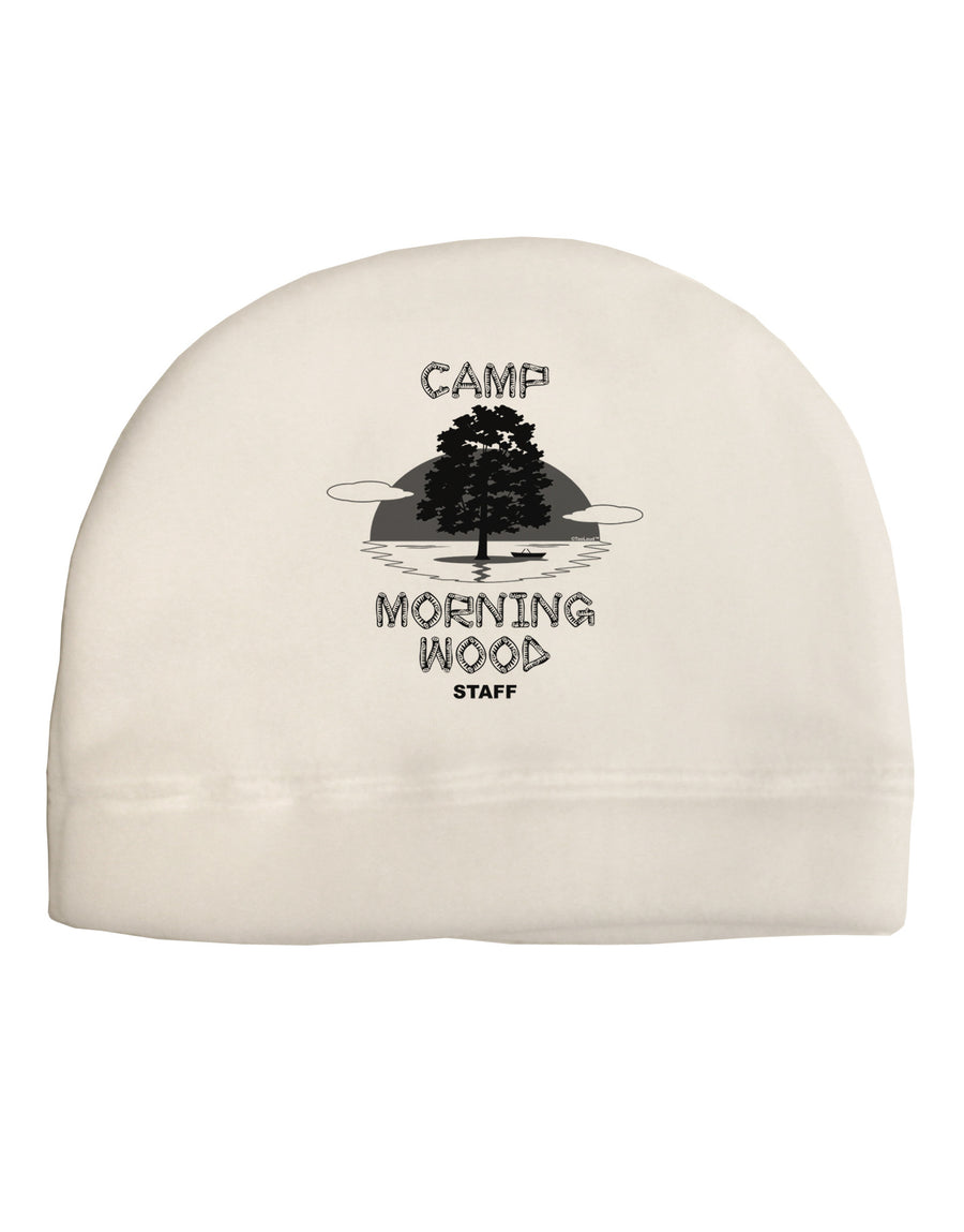 Camp Morning Wood Staff - B&W Adult Fleece Beanie Cap Hat-Beanie-TooLoud-White-One-Size-Fits-Most-Davson Sales