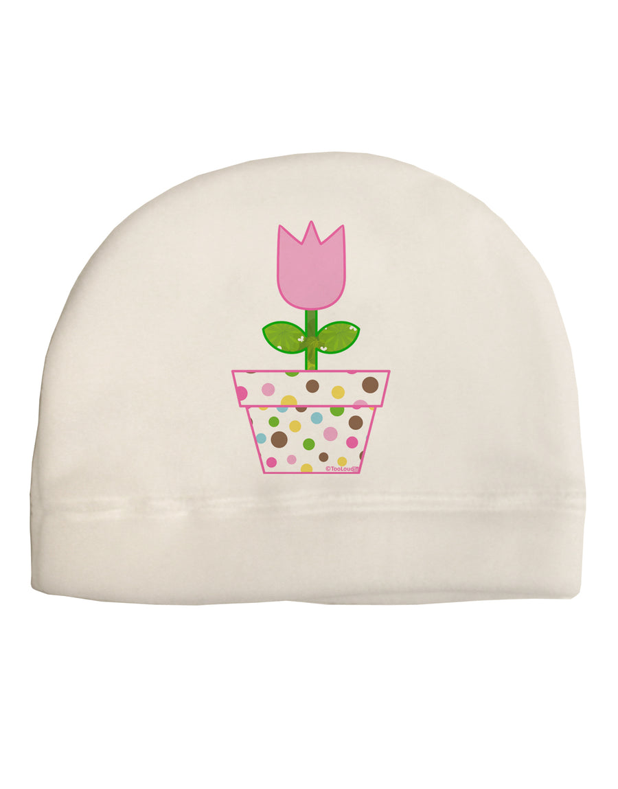 Easter Tulip Design - Pink Adult Fleece Beanie Cap Hat by TooLoud-Beanie-TooLoud-White-One-Size-Fits-Most-Davson Sales