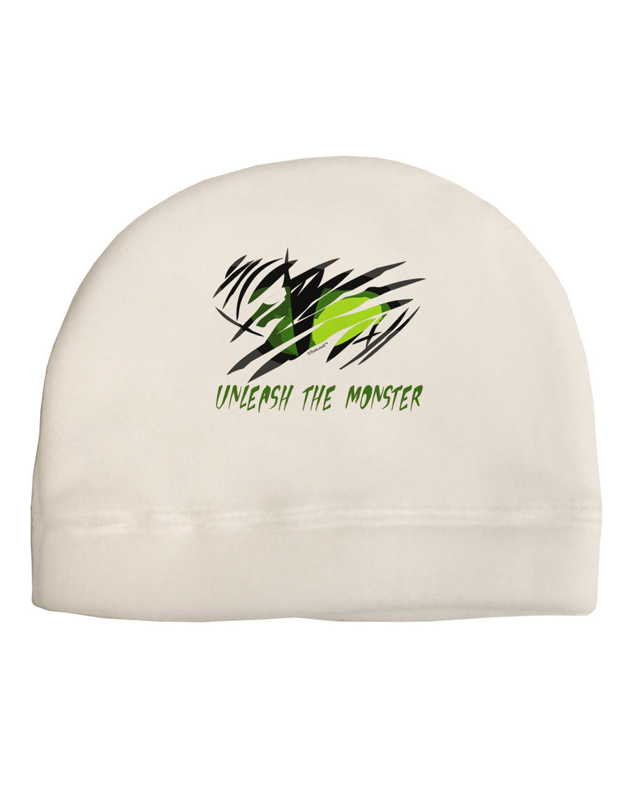 TooLoud Unleash The Monster Adult Fleece Beanie Cap Hat-Beanie-TooLoud-White-One-Size-Fits-Most-Davson Sales