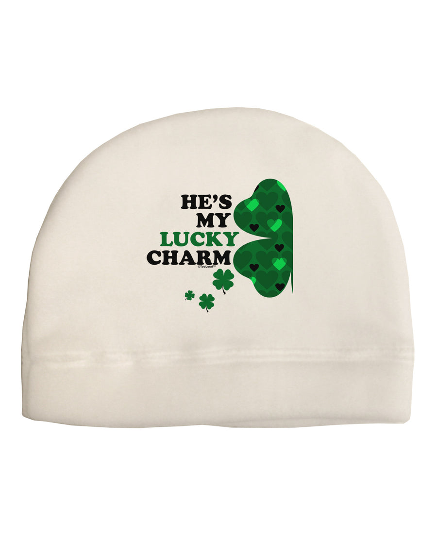 He's My Lucky Charm - Left Adult Fleece Beanie Cap Hat-Beanie-TooLoud-White-One-Size-Fits-Most-Davson Sales