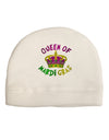 Queen Of Mardi Gras Adult Fleece Beanie Cap Hat-Beanie-TooLoud-White-One-Size-Fits-Most-Davson Sales