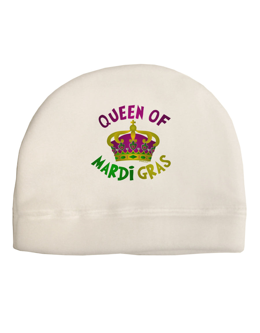 Queen Of Mardi Gras Adult Fleece Beanie Cap Hat-Beanie-TooLoud-White-One-Size-Fits-Most-Davson Sales