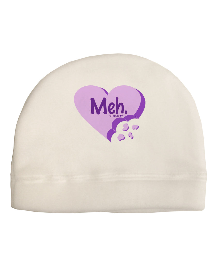 Meh Candy Heart Purple - Valentines Day Adult Fleece Beanie Cap Hat by TooLoud-Beanie-TooLoud-White-One-Size-Fits-Most-Davson Sales