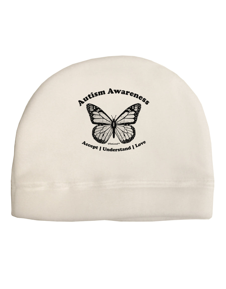 Autism Awareness - Puzzle Piece Butterfly 2 Adult Fleece Beanie Cap Hat-Beanie-TooLoud-White-One-Size-Fits-Most-Davson Sales