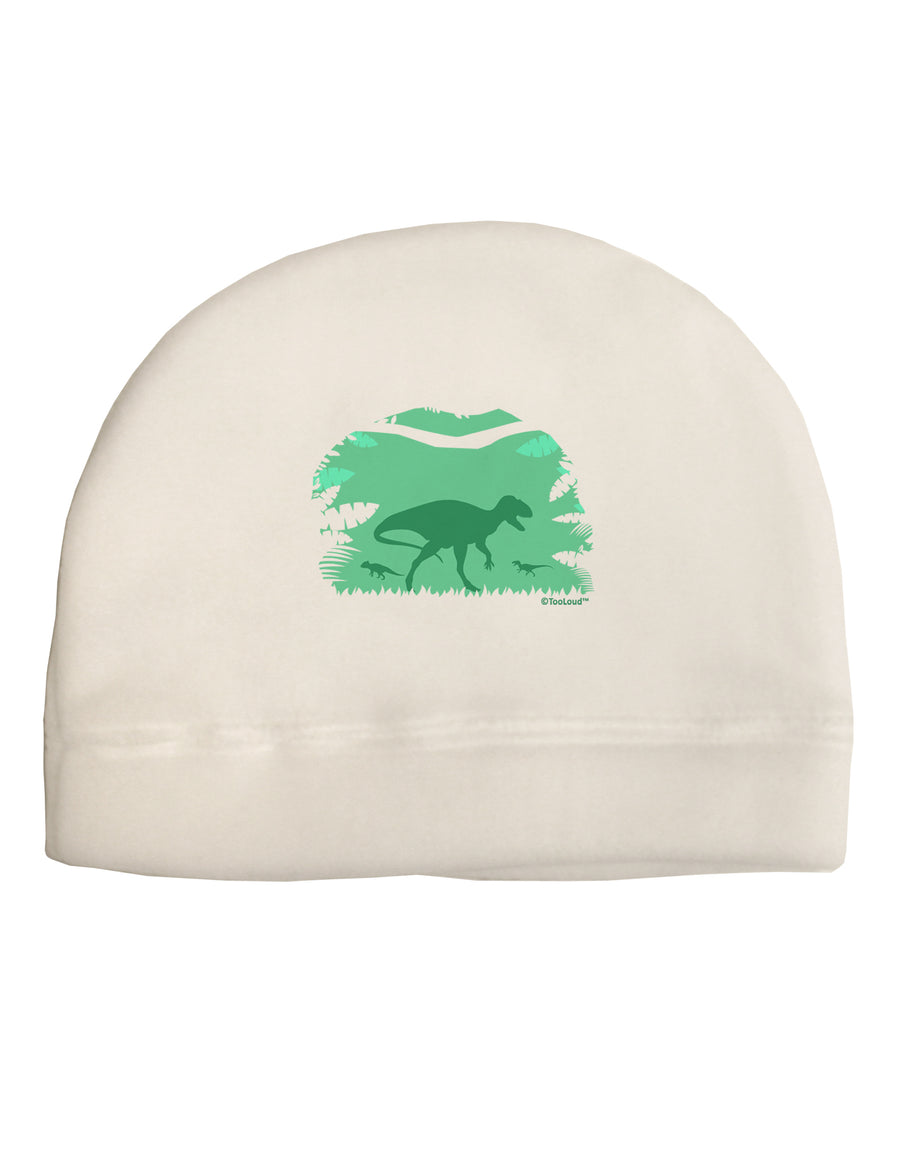 Dinosaur Silhouettes - Jungle Adult Fleece Beanie Cap Hat by TooLoud-Beanie-TooLoud-White-One-Size-Fits-Most-Davson Sales