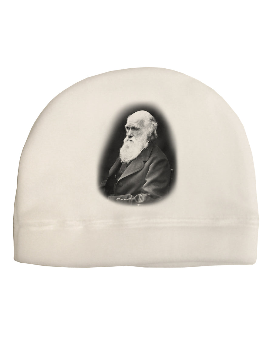 Charles Darwin Black and White Adult Fleece Beanie Cap Hat by TooLoud-Beanie-TooLoud-White-One-Size-Fits-Most-Davson Sales