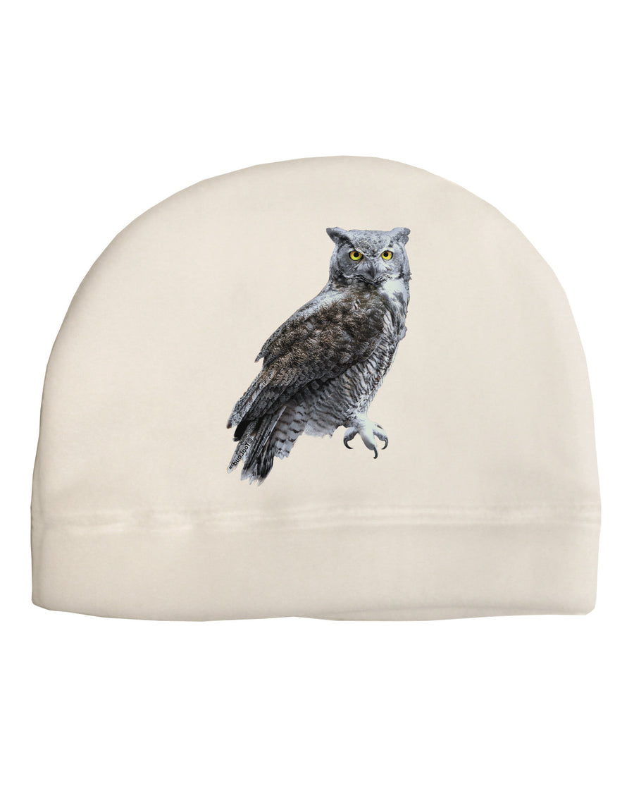 Great Horned Owl Photo Adult Fleece Beanie Cap Hat-Beanie-TooLoud-White-One-Size-Fits-Most-Davson Sales