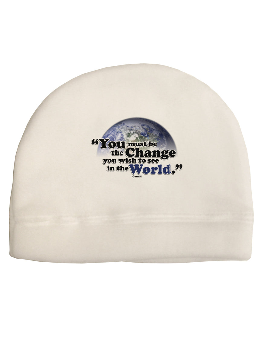 Change In The World Gandhi Child Fleece Beanie Cap Hat-Beanie-TooLoud-White-One-Size-Fits-Most-Davson Sales