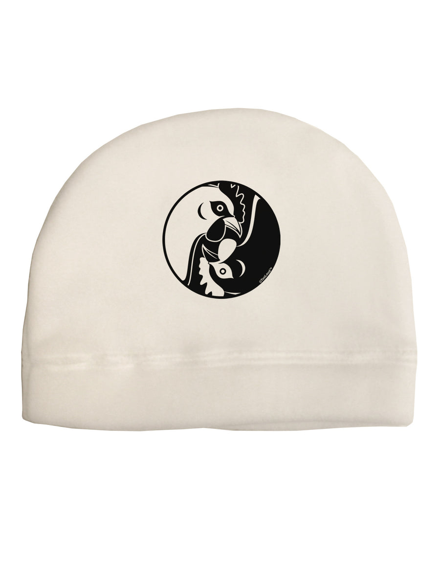 TooLoud Yin Yang Chicken Adult Fleece Beanie Cap Hat-Beanie-TooLoud-White-One-Size-Fits-Most-Davson Sales