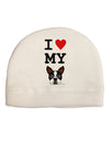 I Heart My Boston Terrier Adult Fleece Beanie Cap Hat-Beanie-TooLoud-White-One-Size-Fits-Most-Davson Sales