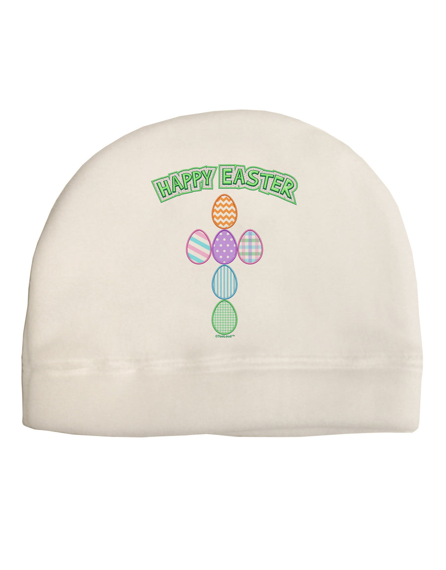 Happy Easter Egg Cross Faux Applique Child Fleece Beanie Cap Hat-Beanie-TooLoud-White-One-Size-Fits-Most-Davson Sales