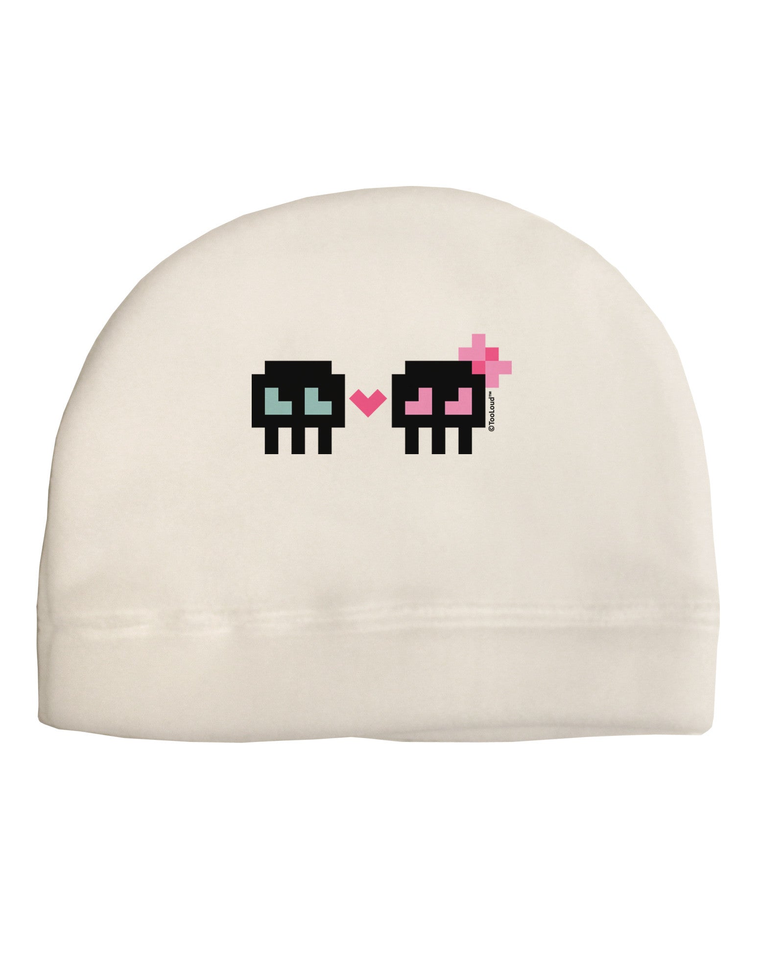 8-Bit Skull Love - Boy and Girl Child Fleece Beanie Cap Hat-Beanie-TooLoud-White-One-Size-Fits-Most-Davson Sales