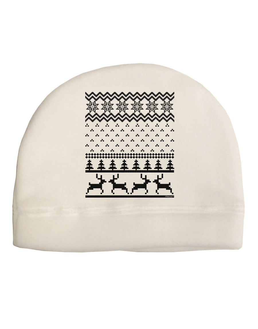 Ugly Christmas Sweater Snowflake Reindeer Pattern Adult Fleece Beanie Cap Hat-Beanie-TooLoud-White-One-Size-Fits-Most-Davson Sales