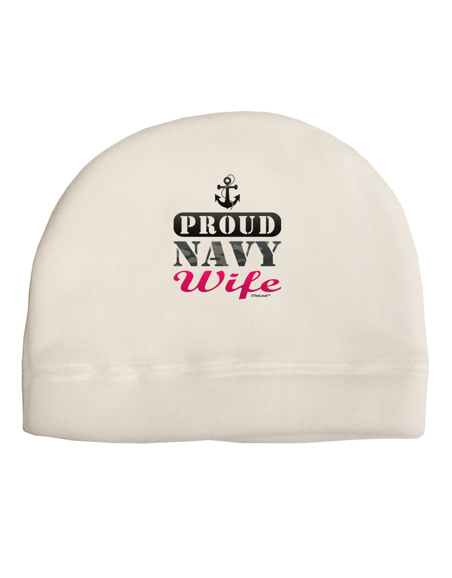 Proud Navy Wife Adult Fleece Beanie Cap Hat-Beanie-TooLoud-White-One-Size-Fits-Most-Davson Sales