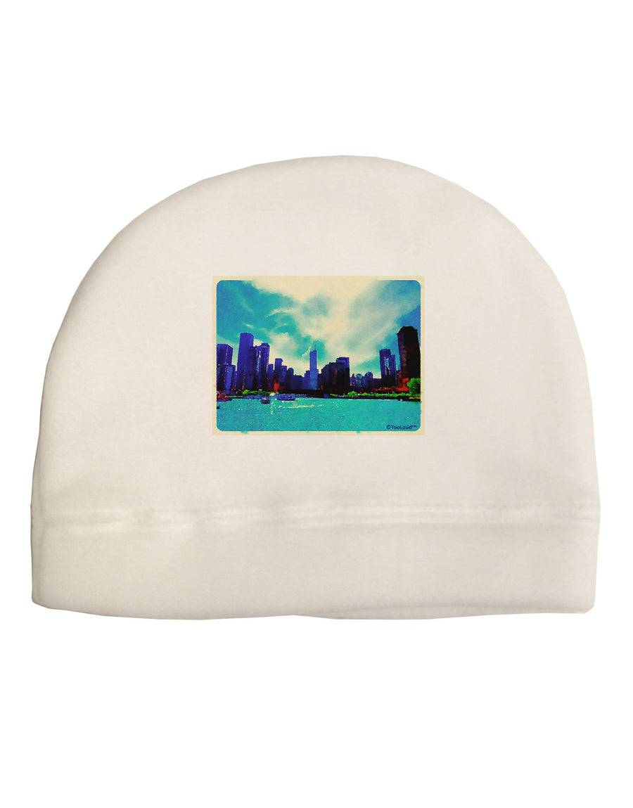 Chicago Skyline Watercolor Child Fleece Beanie Cap Hat-Beanie-TooLoud-White-One-Size-Fits-Most-Davson Sales