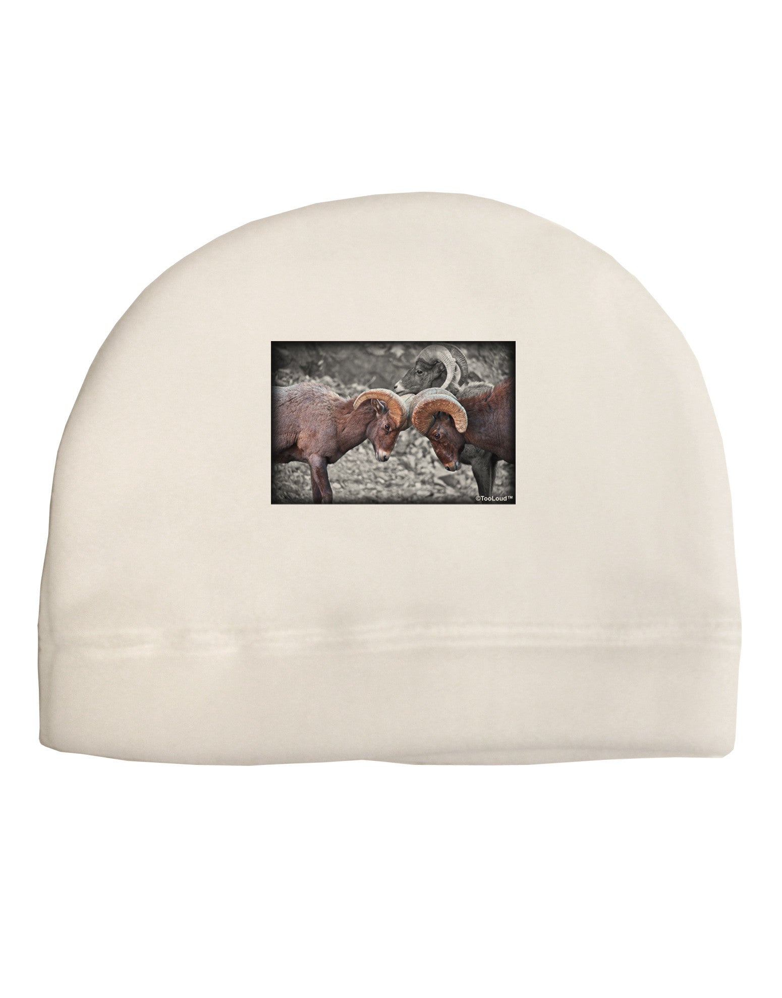 CO Bighorn Head Butt Desaturated Adult Fleece Beanie Cap Hat-Beanie-TooLoud-White-One-Size-Fits-Most-Davson Sales