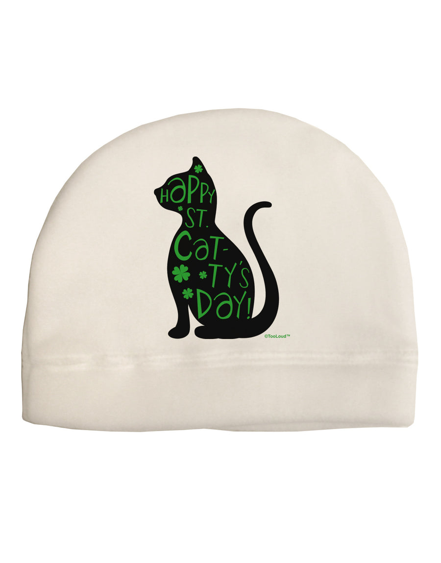 Happy St. Catty's Day - St. Patrick's Day Cat Child Fleece Beanie Cap Hat by TooLoud-Beanie-TooLoud-White-One-Size-Fits-Most-Davson Sales