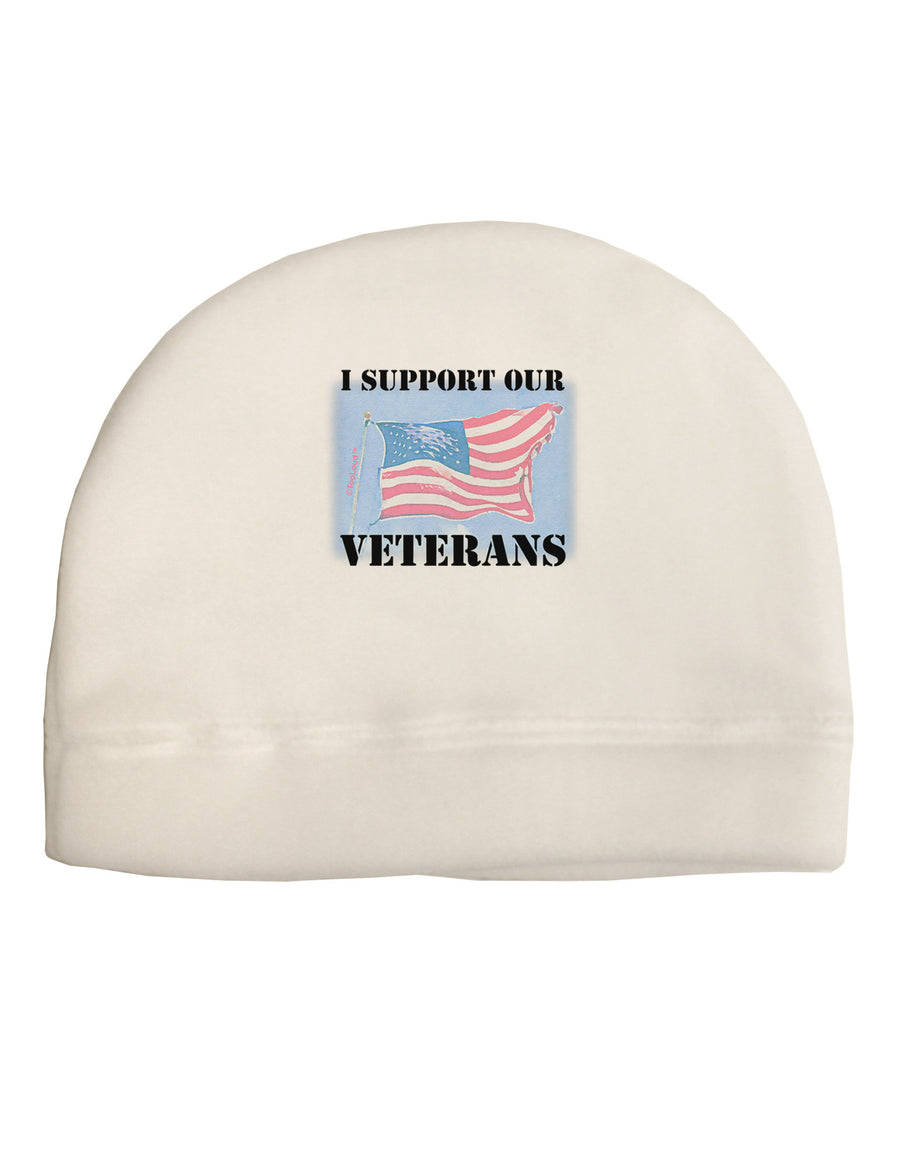 Support Our Veterans Adult Fleece Beanie Cap Hat-Beanie-TooLoud-White-One-Size-Fits-Most-Davson Sales